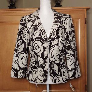 Talbots Chocolate Brown & Cream Cropped Jacket NWT